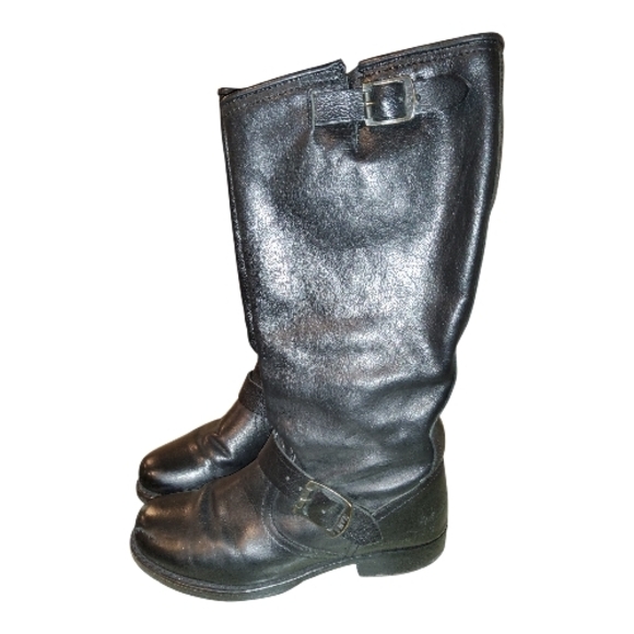FRYE Veronica Slouch Leather Buckle Black Boots Shoes , Size 8 By Measurement. - Picture 5 of 16